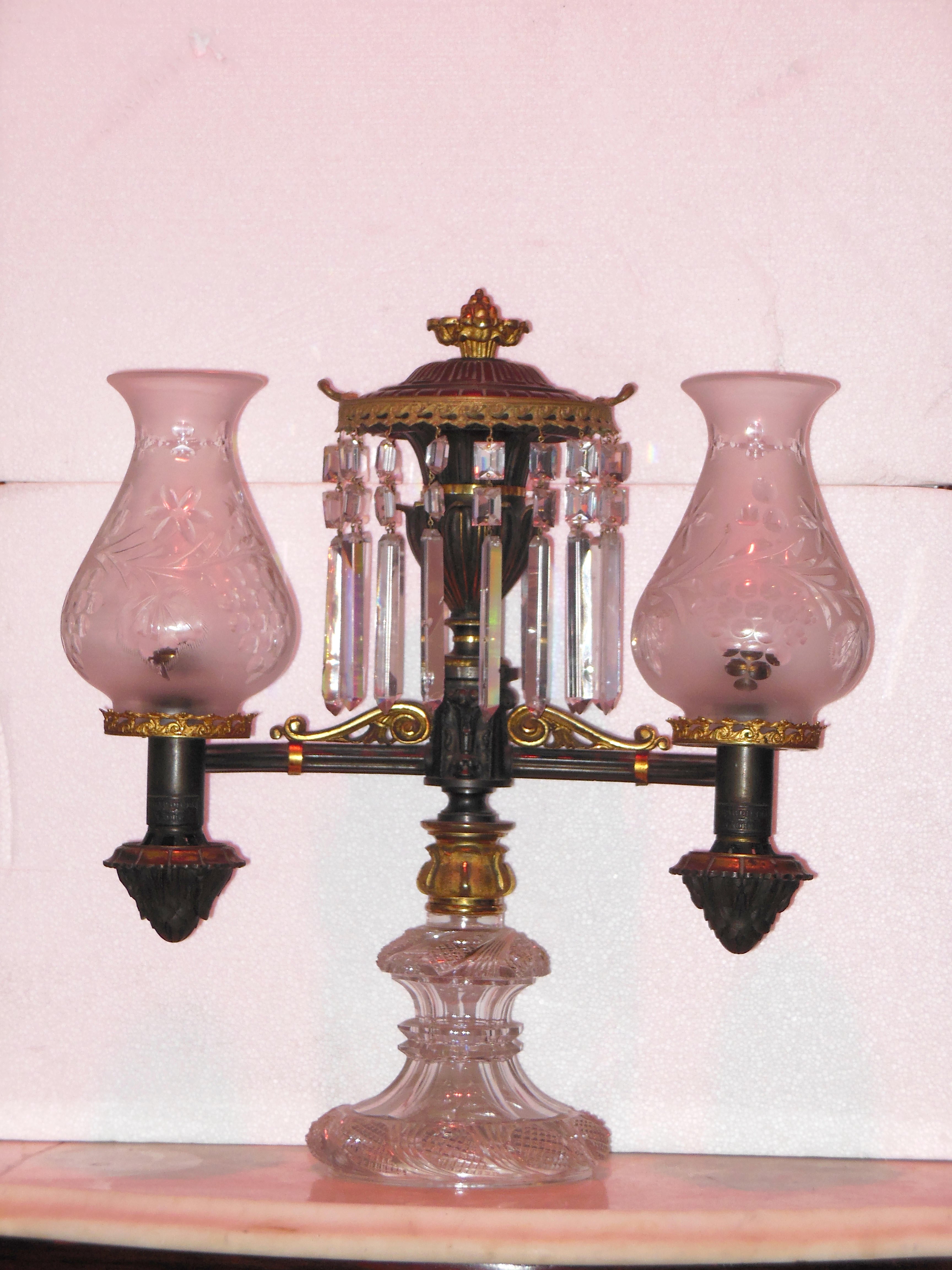 19th Century Argand Lamp Labelled Baldwin Gardiner For Sale