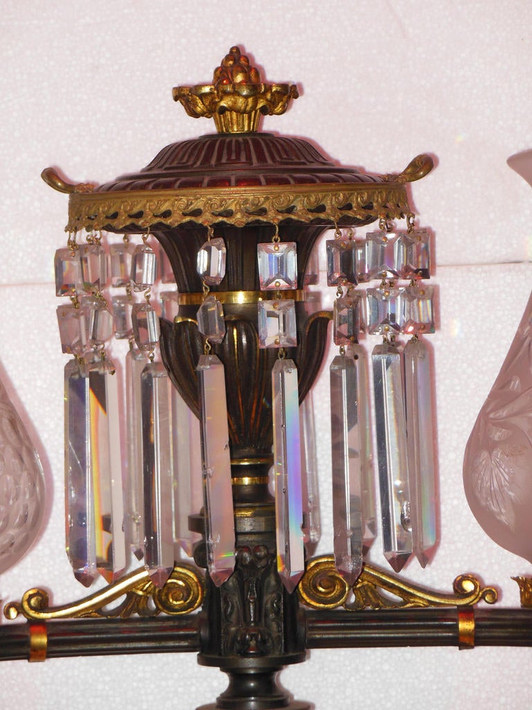 American Classical 19th Century Argand Lamp Labelled Baldwin Gardiner For Sale