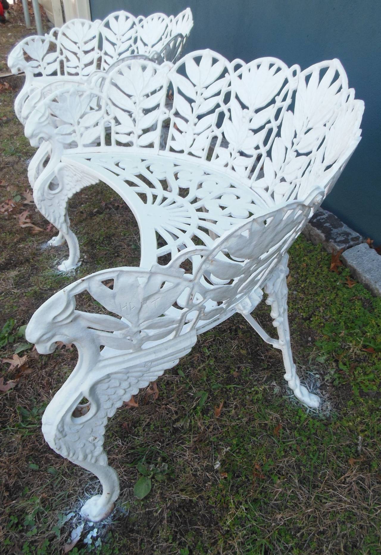 Benches, Cast Iron Laurel Pattern In Excellent Condition In Long Island, NY