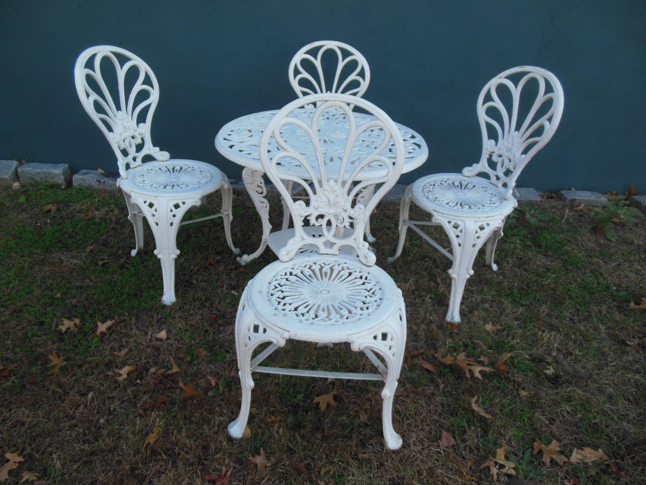 Antique Cast Iron Bistro Set, Five Pieces at 1stdibs