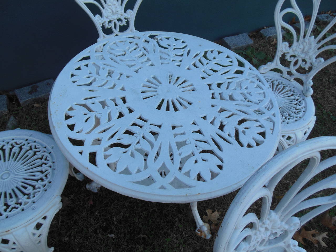 Antique Cast Iron Bistro Set, Five Pieces at 1stdibs
