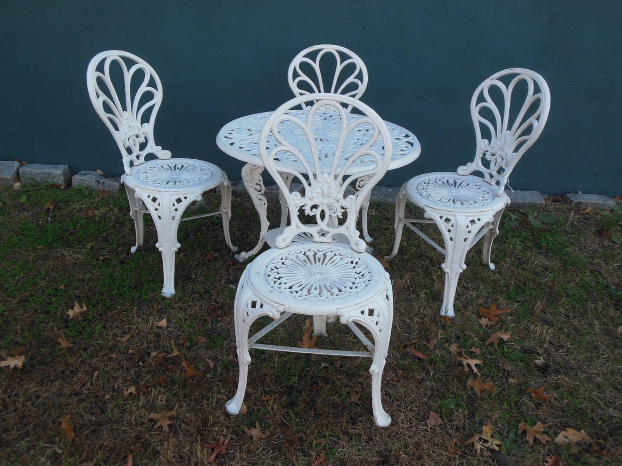 Antique Cast Iron Bistro Set, Five Pieces at 1stdibs