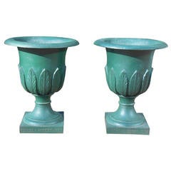 Antique Urns, Cast Iron Pair, "Briggs-Barrow, " 1880