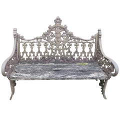 Antique Cast Iron Gothic Romantic Design Bench