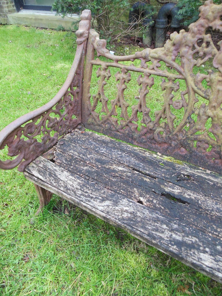 British Cast Iron Gothic Romantic Design Bench