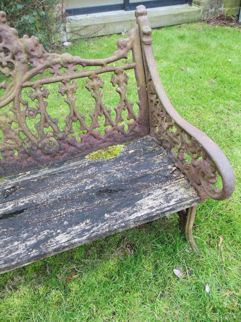 Cast Iron Gothic Romantic Design Bench In Good Condition In Long Island, NY