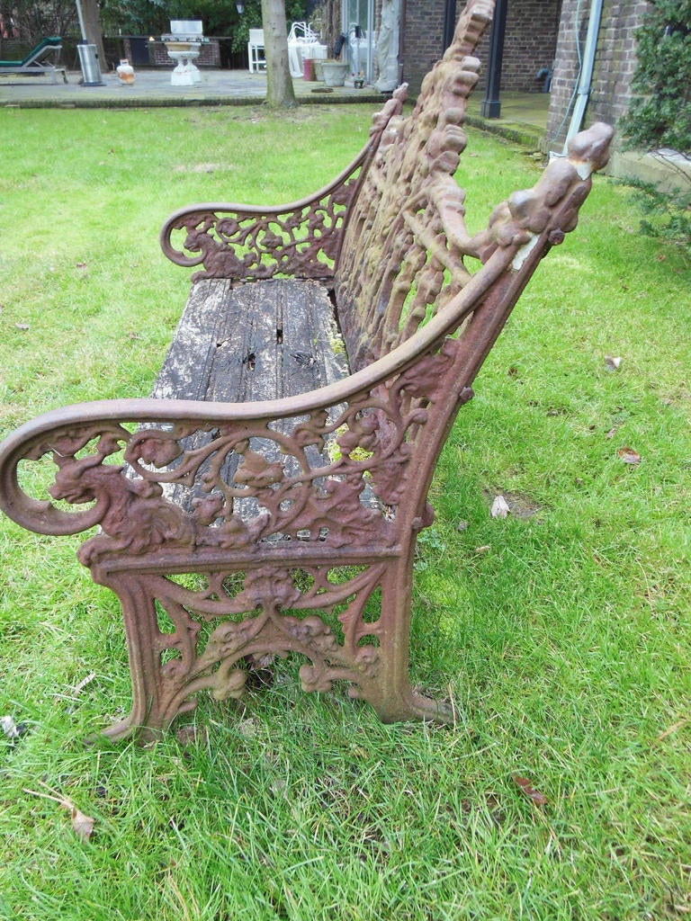 19th Century Cast Iron Gothic Romantic Design Bench