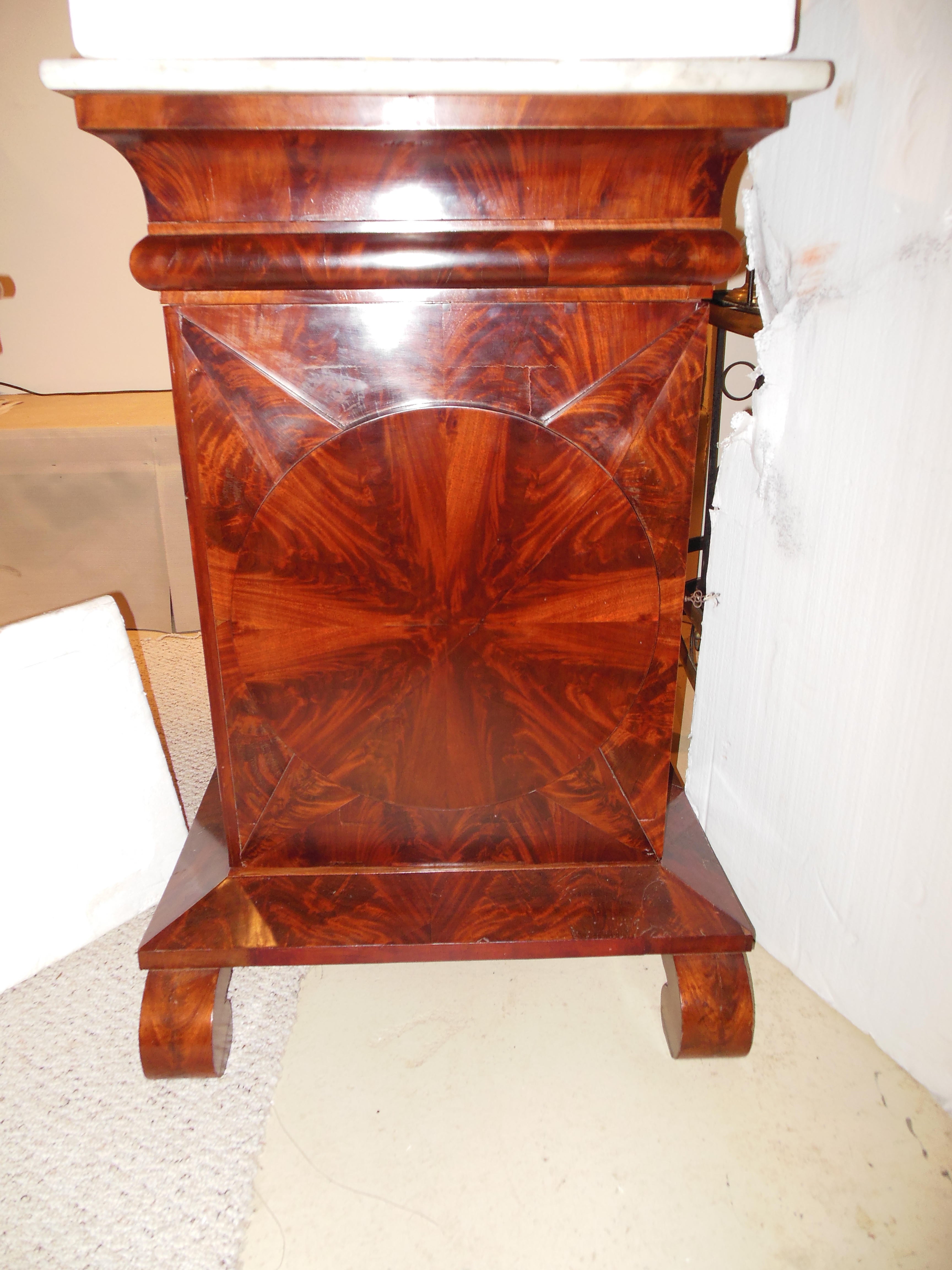 American Classical Mahogany Marble Top Cabinet