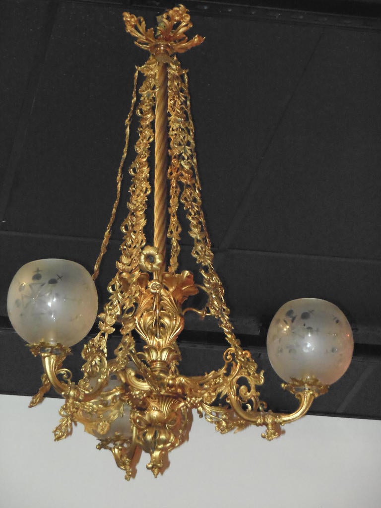 Chandeliers Victorian Rococo Pr. Gas Chandeliers by Hooper For Sale 1