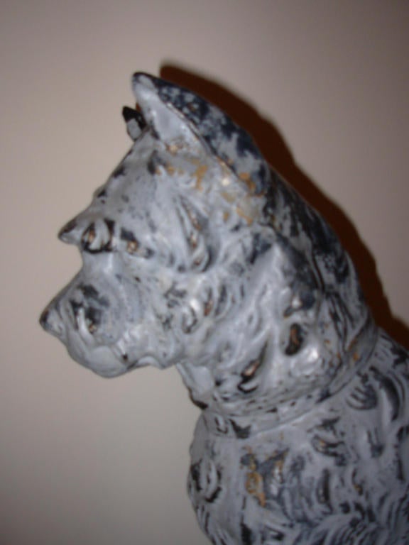 Folk Art Antique Cast Iron and Zinc Dog Attributed to Fiske or Mott For Sale