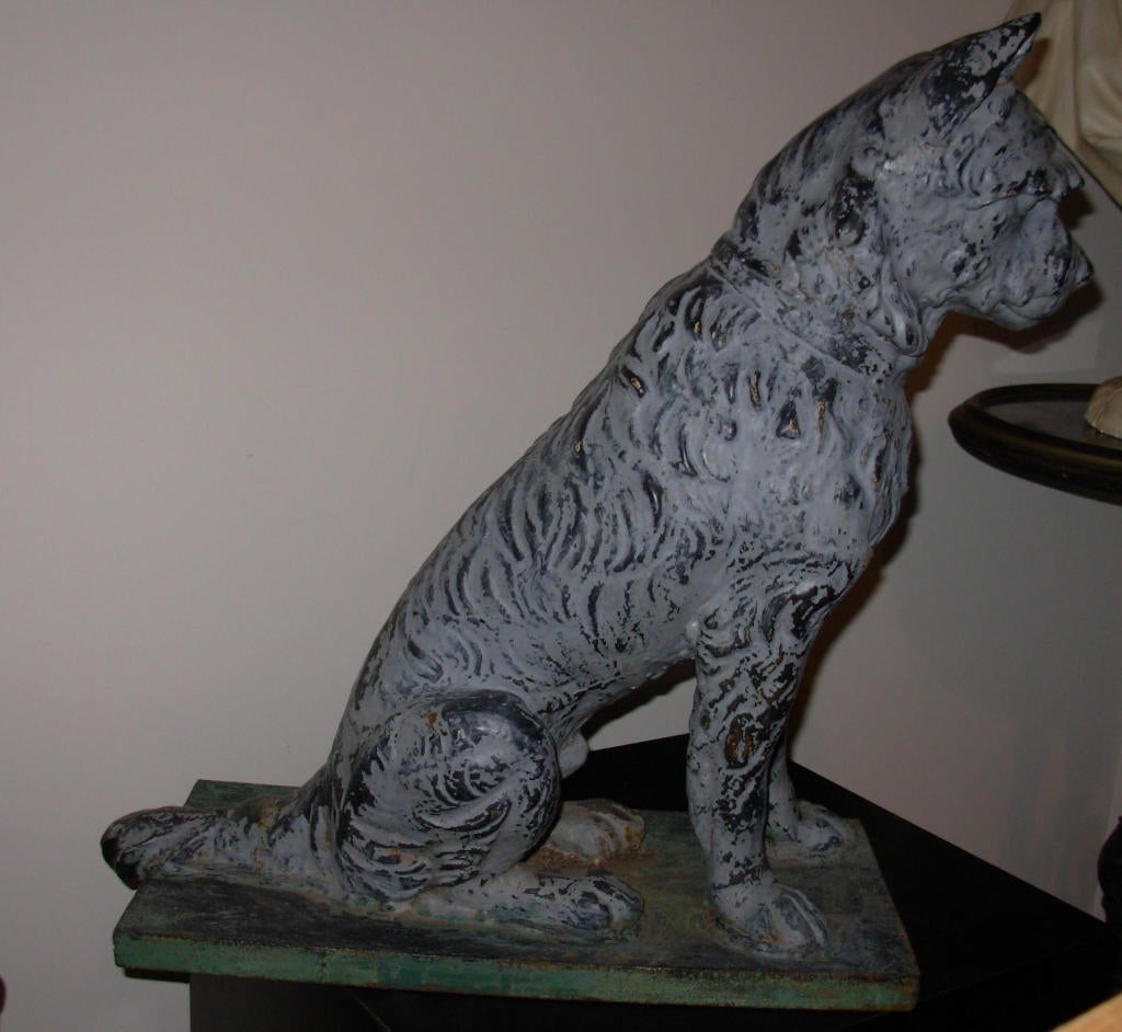 American Antique Cast Iron and Zinc Dog Attributed to Fiske or Mott For Sale