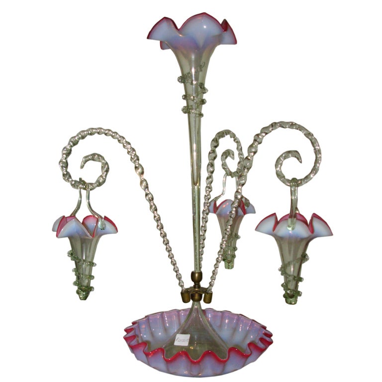 English Epergne with Hanging Baskets For Sale