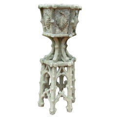 Antique Faux Bois Cast Stone Planter
