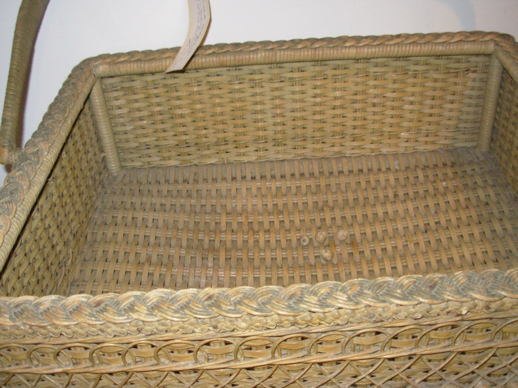 Wicker Elaborate Sewing Basket For Sale 1