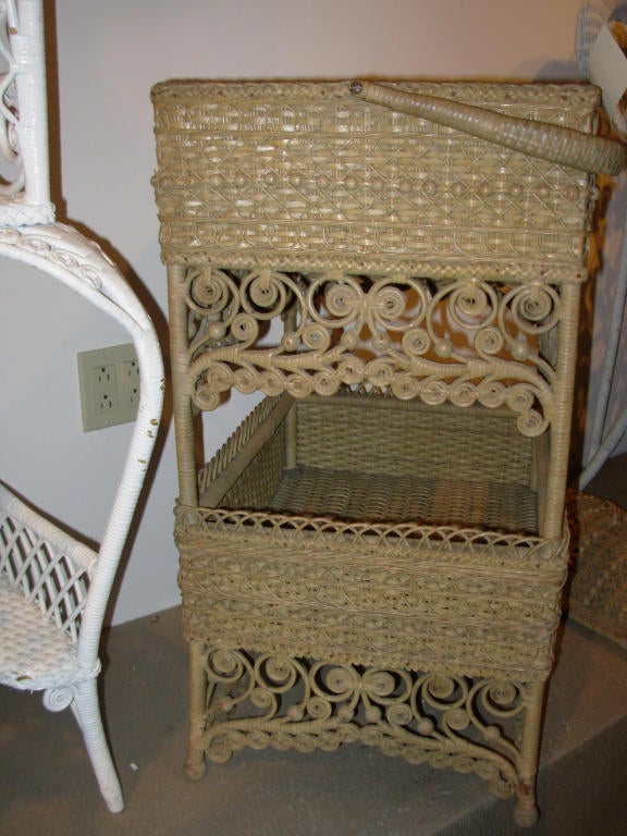 Wicker Elaborate Sewing Basket For Sale 2