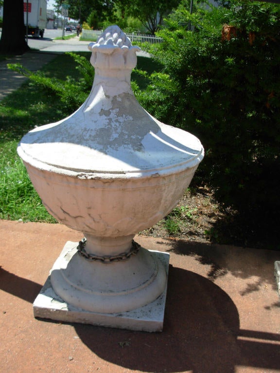 American Pair of Large Stone Finials from the Garden City Hotel, Long Island, NY For Sale