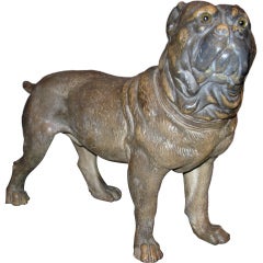 Antique Terra Cotta Pug Dog Standing