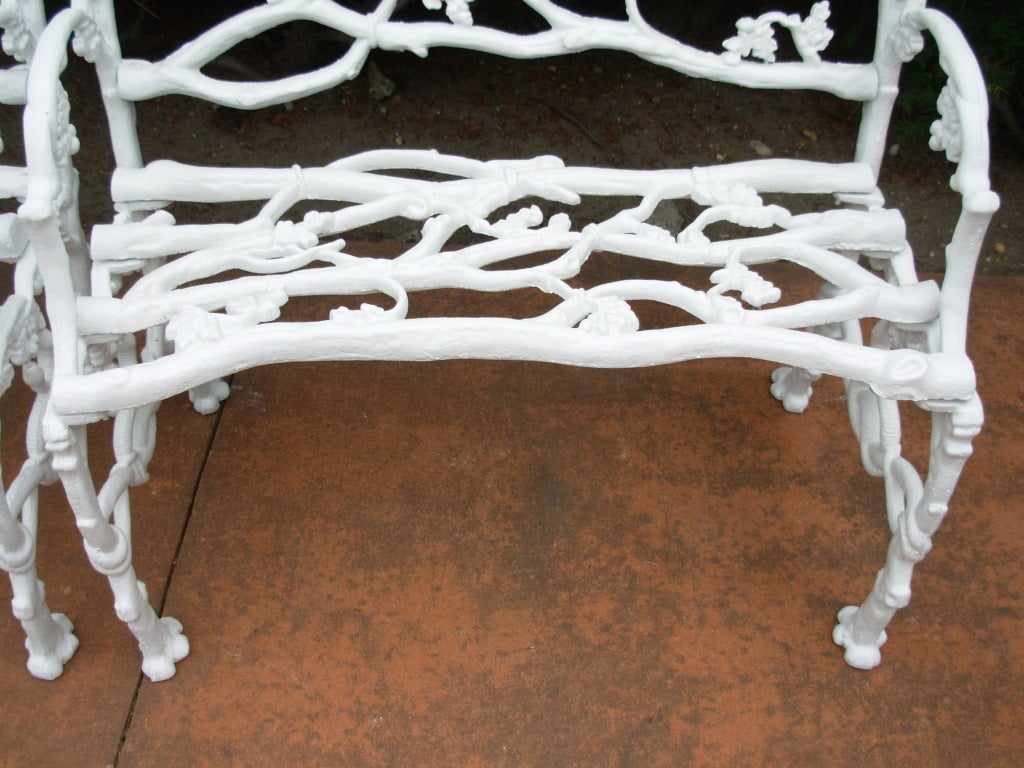 19thC Pair of Cast Iron Rustic or Twig Garden Benches 4