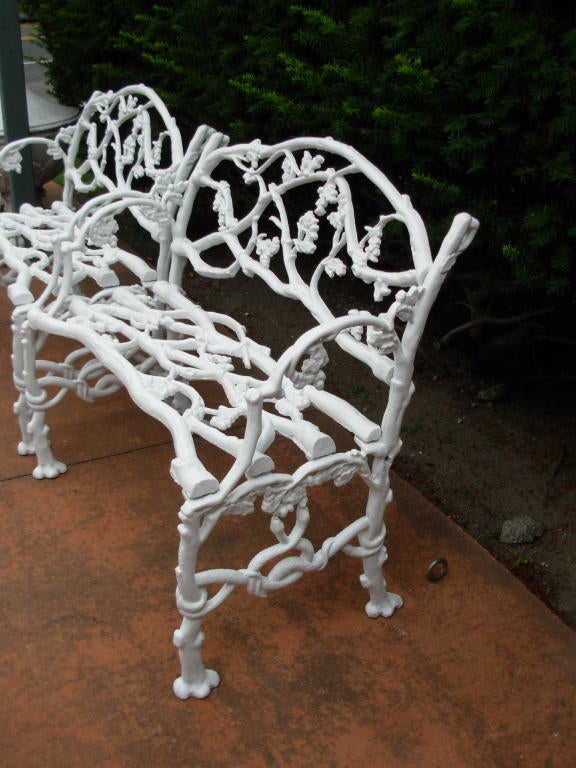 19thC Pair of Cast Iron Rustic or Twig Garden Benches In Excellent Condition In Long Island, NY