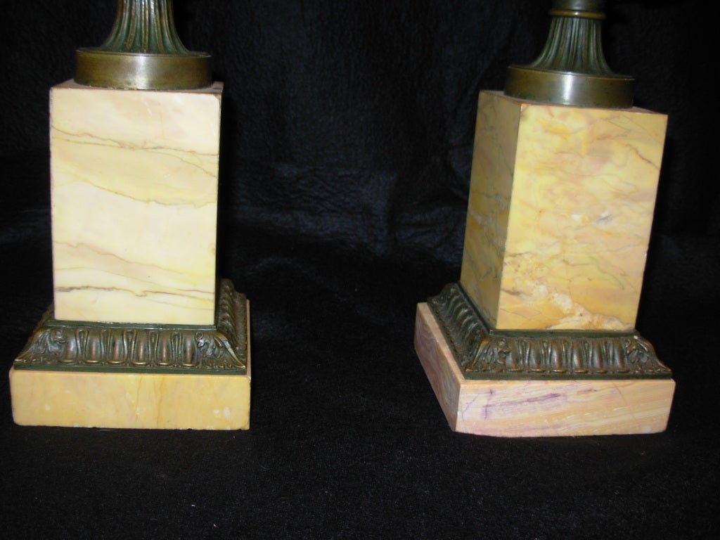 Grand Tour Pair of Bronze and Sienna Marble Tazza's For Sale