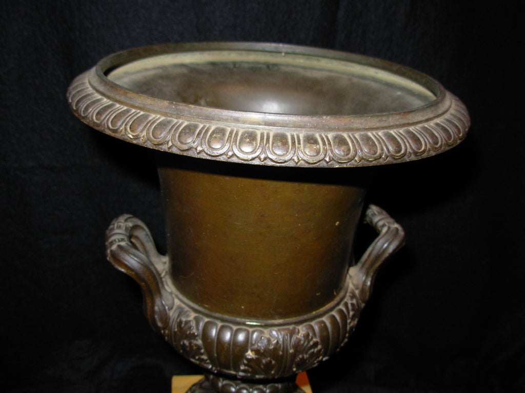 European Bronze and Sienna Marble Urn For Sale