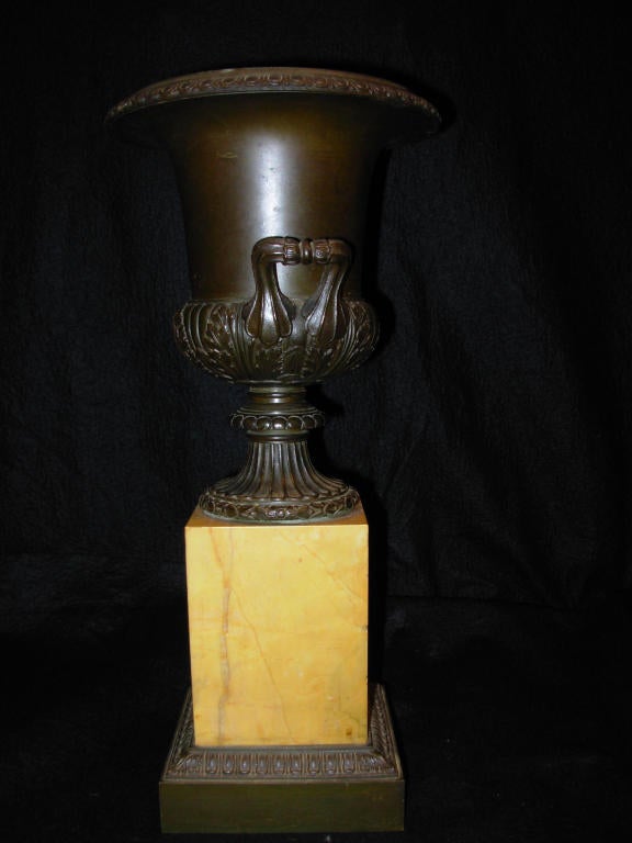 Bronze and Sienna Marble Urn For Sale 3