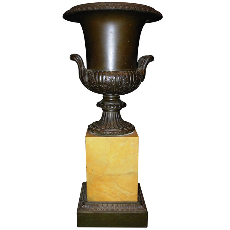 Bronze and Sienna Marble Urn For Sale