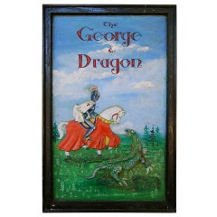 Antique Dimensional Folk Art George & The Dragon Pub Sign