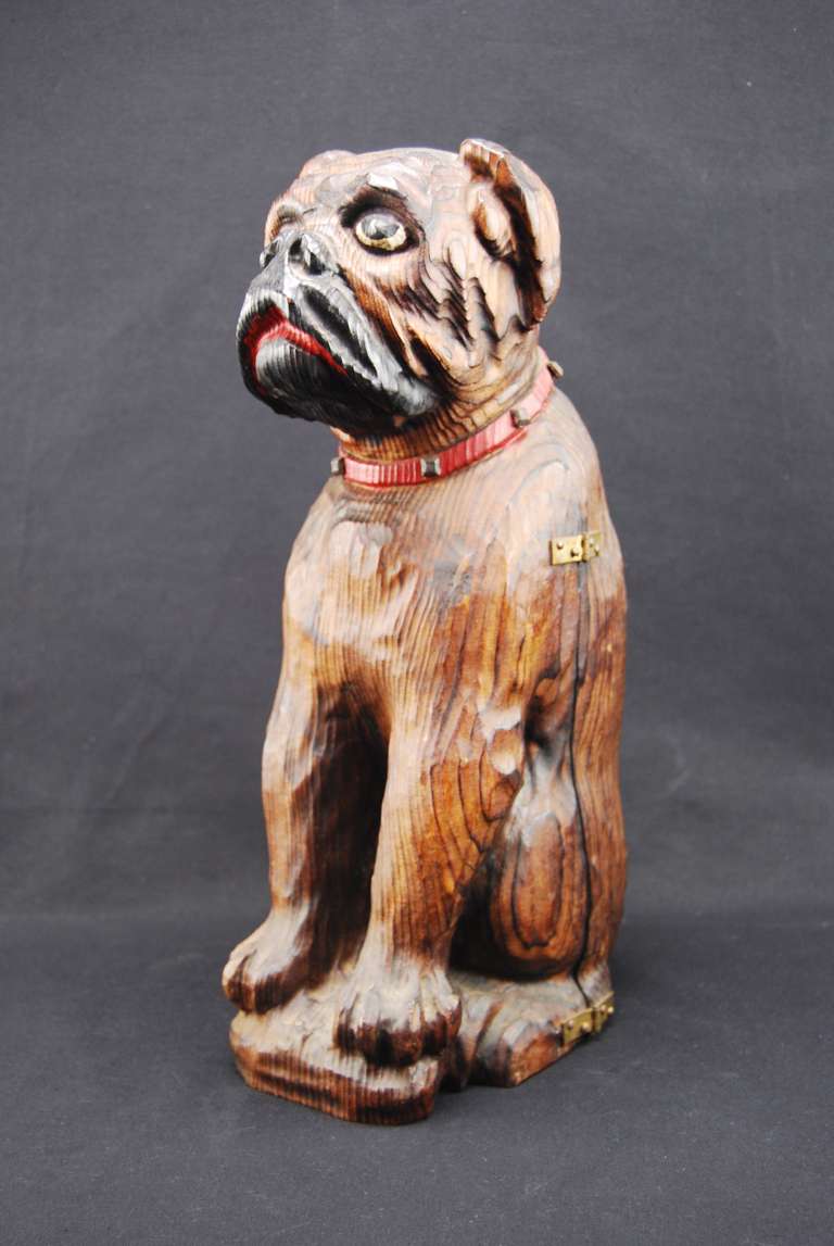 Black Forest Handcarved Bulldog Cellarette In Good Condition For Sale In Charleston, SC