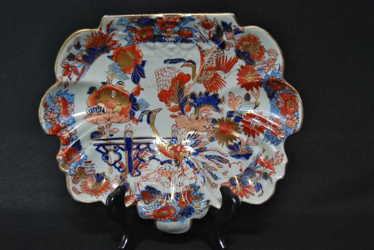 19th Century Rare Pair of Ironstone Leaf Dishes of Imari Taste For Sale