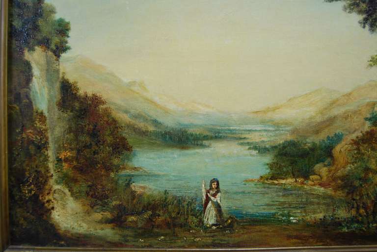 19th Century English Landscape Oil on Canvas In Good Condition For Sale In Charleston, SC