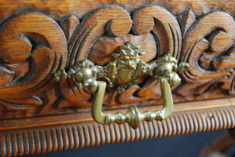 French Antique Carved Oak Griffin Console Table For Sale 2