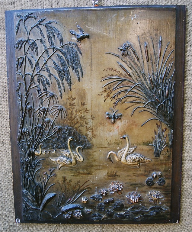 Raised French Architectural Panel.  Hand painted