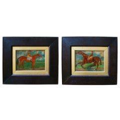 Pair of Horse Jockey Paintings