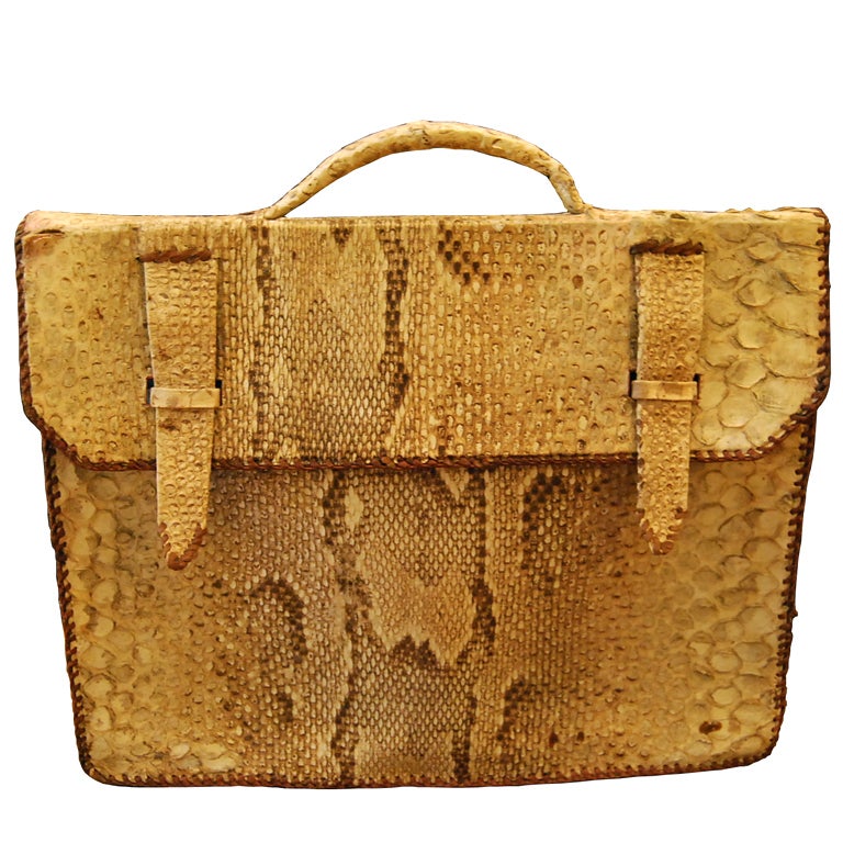 Fabulous Vintage Python Snakeskin Briefcase Bag