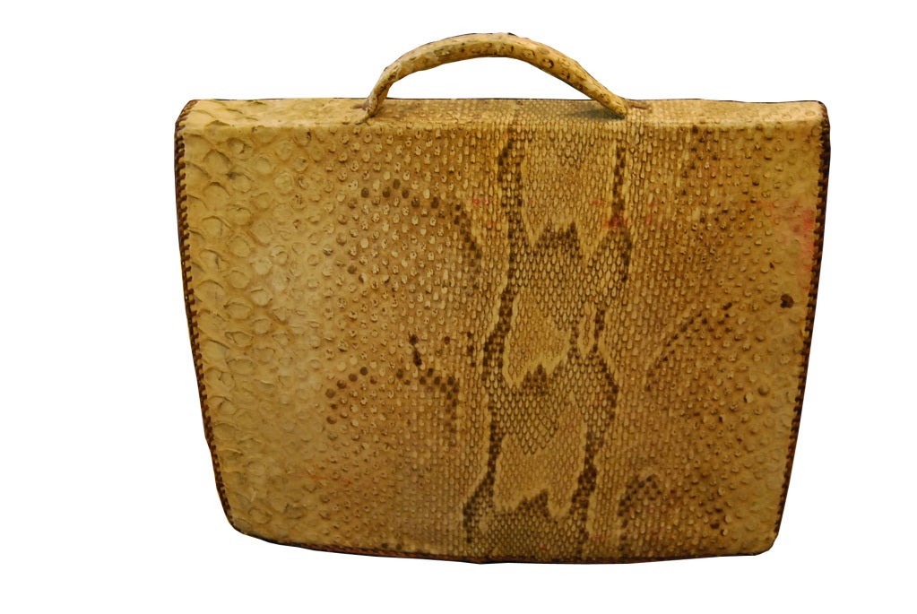 American Fabulous Vintage Python Snakeskin Briefcase Bag