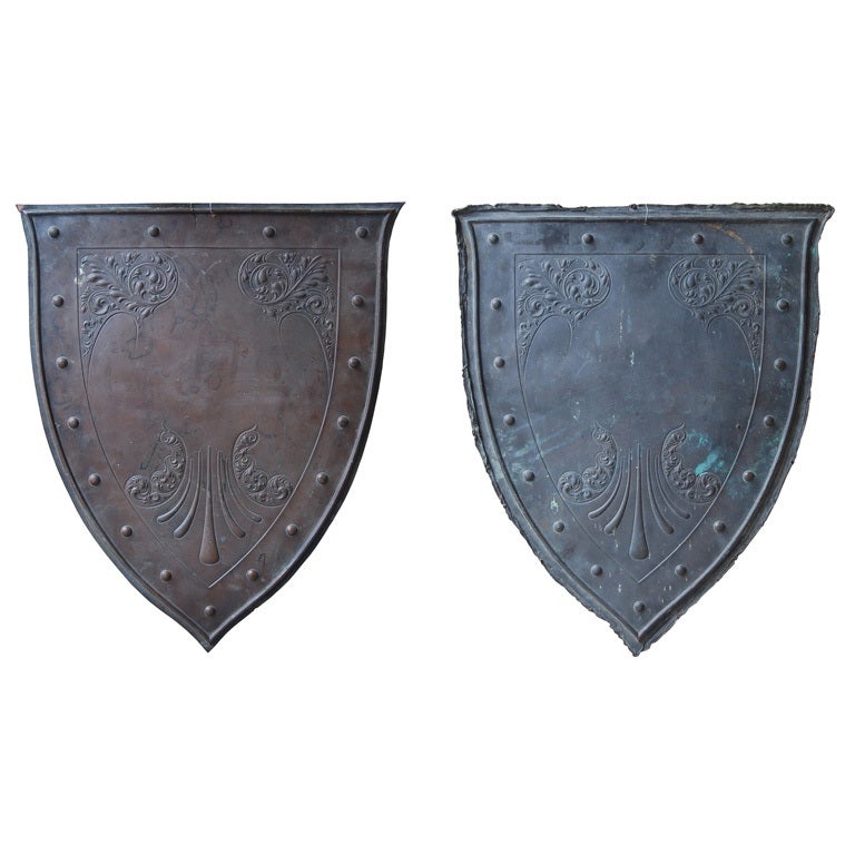 Antique Copper Plaques Shields For Sale