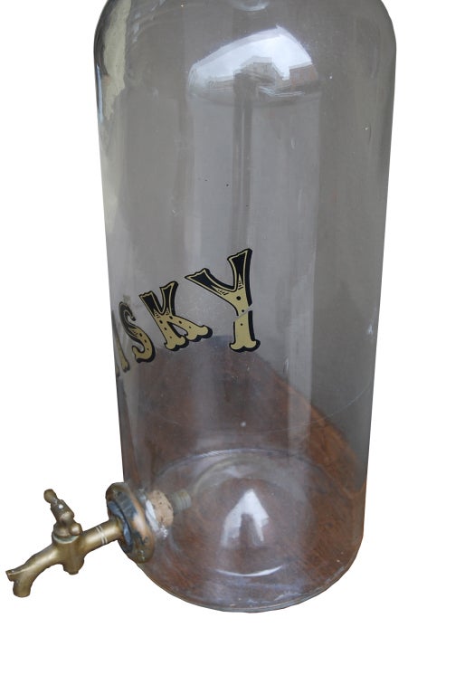 British Antique Blown Bar Liquor Whisky Dispenser from The Great Western Railway For Sale