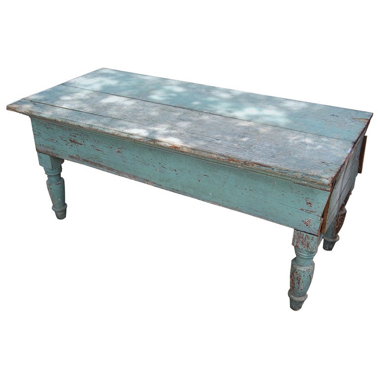 French Country Heart Pine Farm Table For Sale