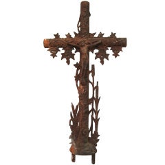 Antique French Cast Iron Crucifix Cross