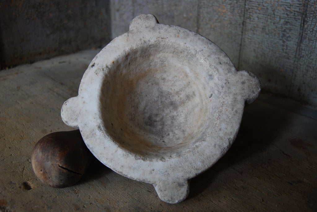 French Antique Marble Mortar & Pestle