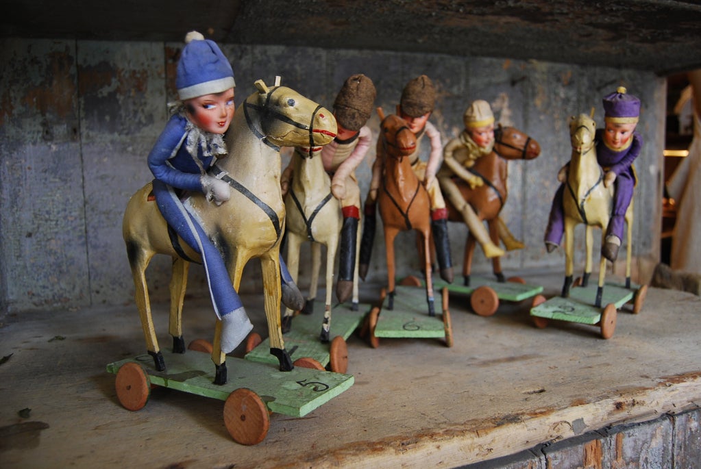Paper Mache Jockey Gambling Game (Set of Five)