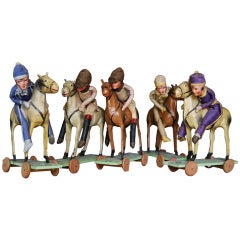 Antique Paper Mache Jockey Gambling Game (Set of Five)