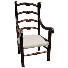 Spanish Colonial High Back Carved Arm Chair