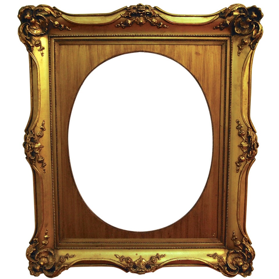 Large Heavily Carved French Frame, 1940s For Sale