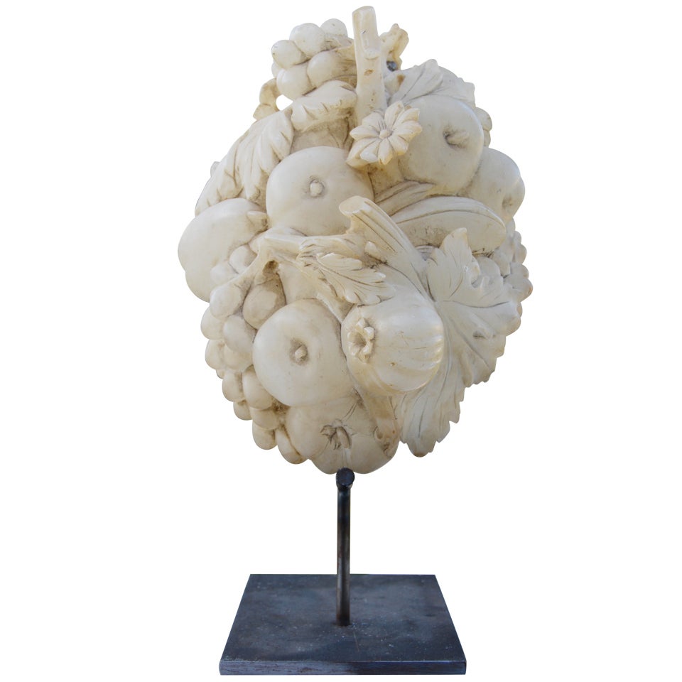 Alabaster Fruit Carving on Stand