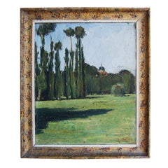 Signed French Countryside Landscape Oil on Canvas