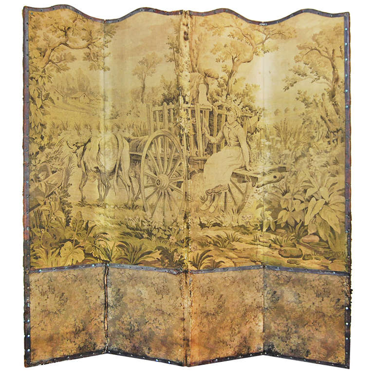 French Jacquard Woven Tapestry Screen, 1880 For Sale