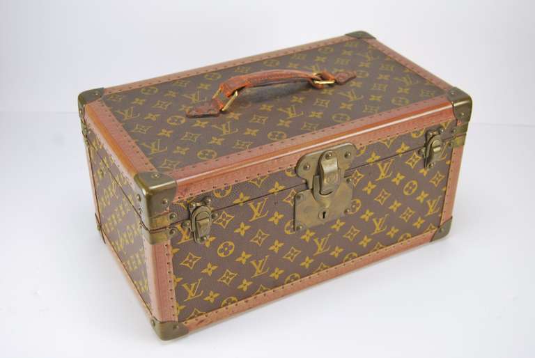Louis Vuitton Beauty Train Case, c. 1935.  With tray and bottle holders.