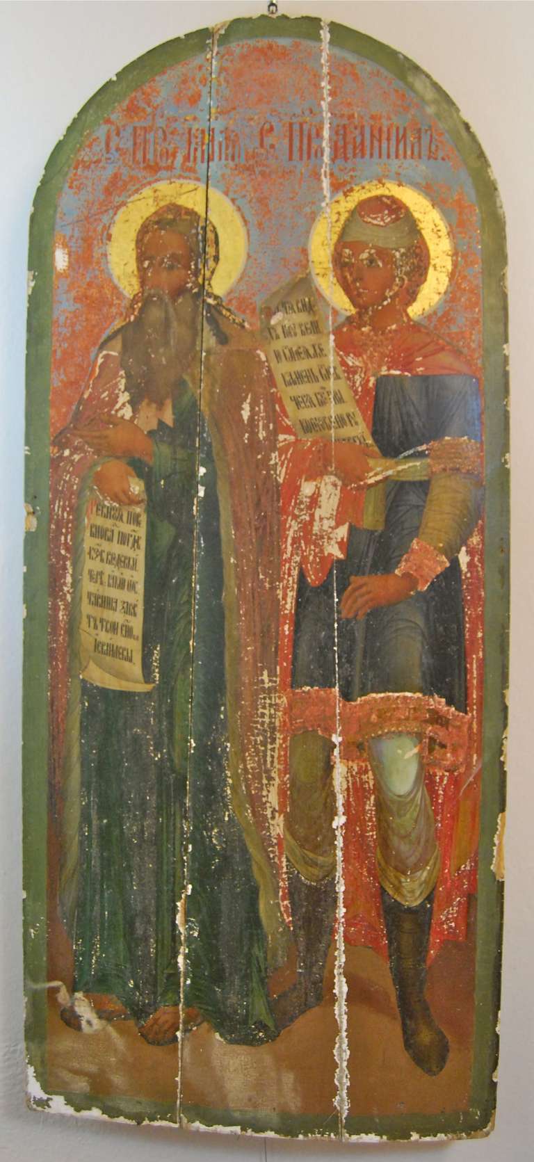 Large Russian Icon of Saint Daniel and Elijah, circa 1800.